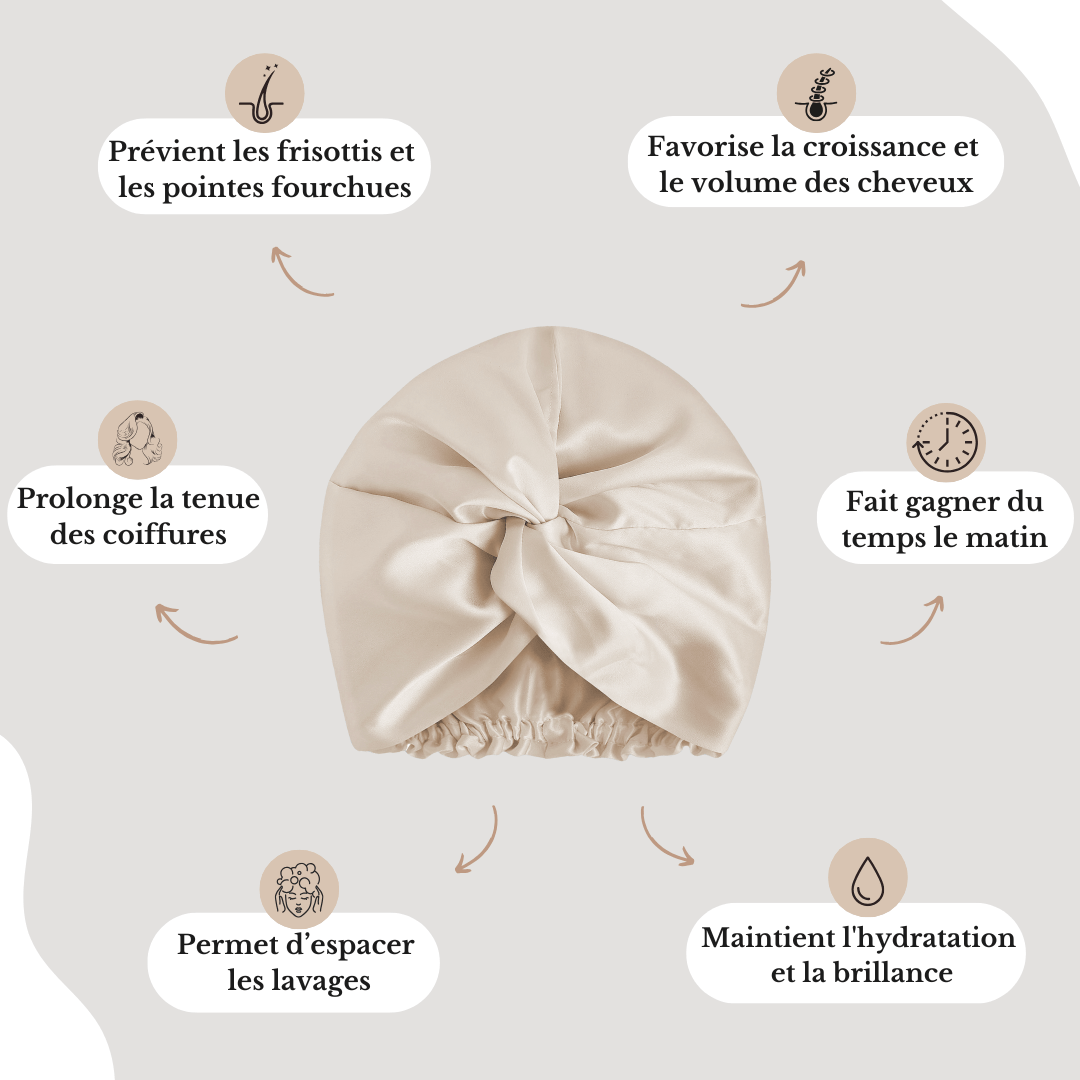 Bonnet de nuit 100% soie de mûrier